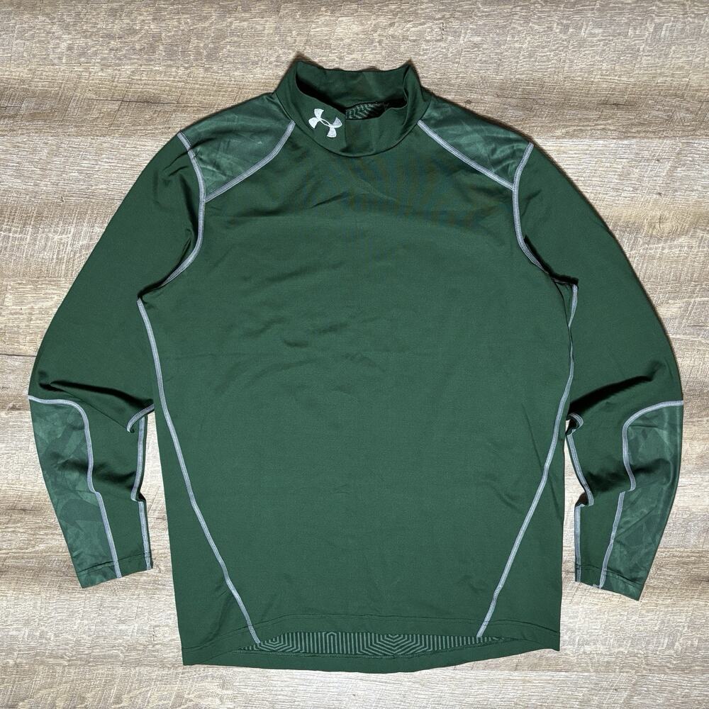 Under Armour Mock Turtleneck Compression Shirt Men’s XL Green Long Sleeve Thick